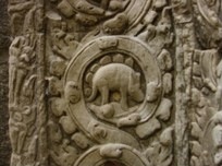 A dinosaur bas-relief at Angkor Wat