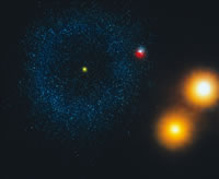 Artist rendition of the (purely hypothetical) Oort cloud as seen from the Alpha Centuri system