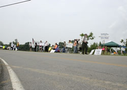 A protest outside the Creation Museum
